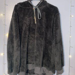 fuzzy oversized dark grey sweater